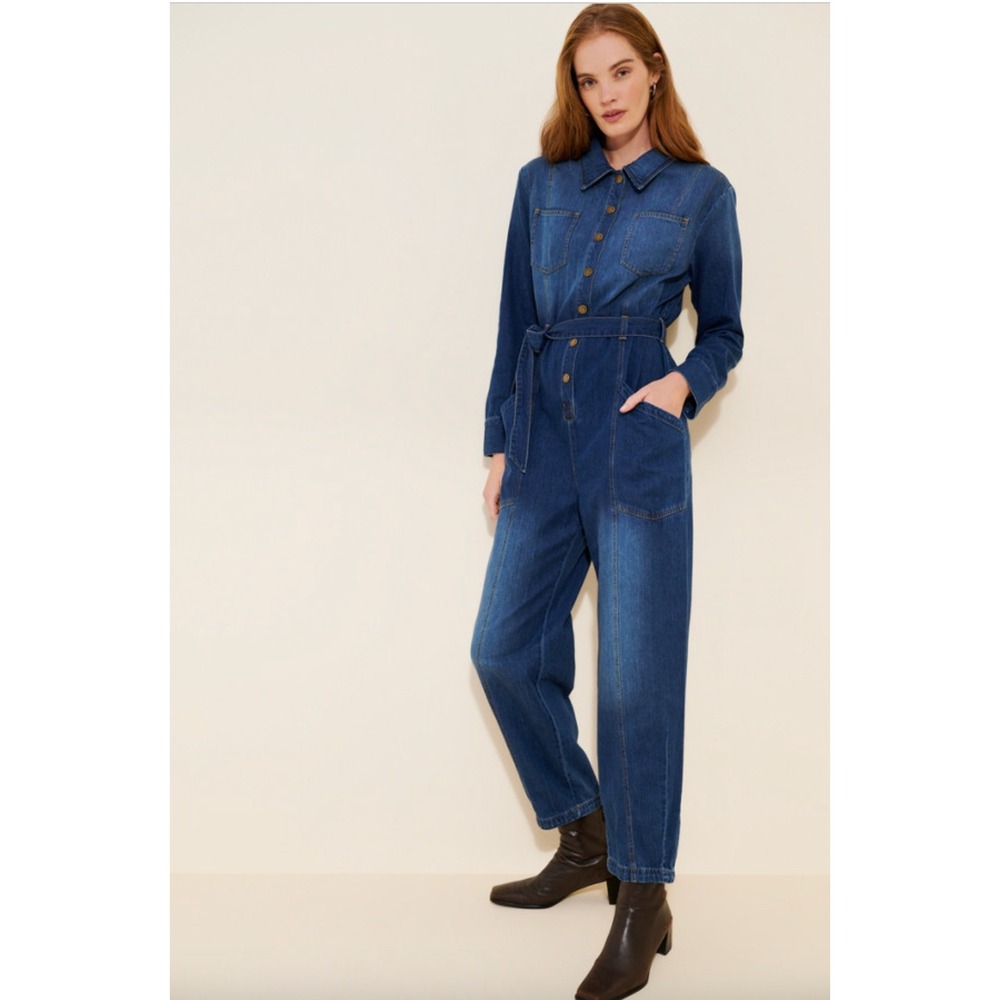 Pilcro Anthropologie Relaxed Denim Utility Jumpsuit Oversized Size M Workwear